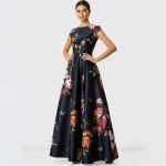 Black Floral Print Evening Maxi Dress - Image 4