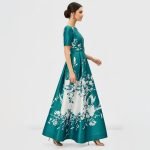 Green Floral Belted Maxi Dress - Image 6