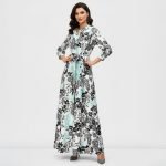 Black & Mint Floral Maxi Dress