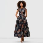 Brocade Cap Sleeve Maxi Dress - Image 2