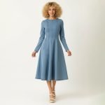 Long Sleeve Denim Midi Dress - Image 2