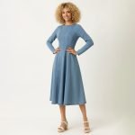 Long Sleeve Denim Midi Dress - Image 4