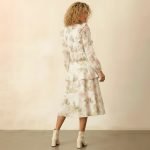 White floral long sleeve midi dress - Image 6