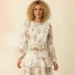White floral long sleeve midi dress - Image 7