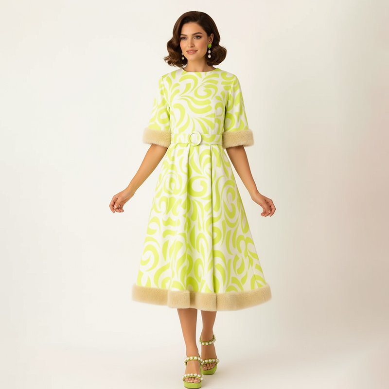 PicjamDownload-2025-09-21T202037.224 Faux Fur Trim Midi Dress - Image 1