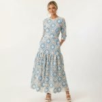 Blue Crochet Lace Maxi Dress