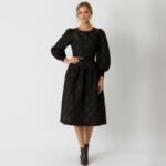 Floral Jacquard Belted Midi Dress - Image 3