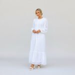 White Lace Long Sleeve Maxi Dress