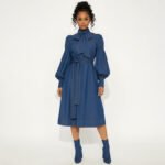 Bow Tie Denim Midi Dress