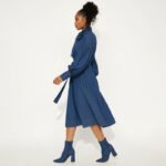 Bow Tie Denim Midi Dress - Image 5