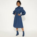 Bow Tie Denim Midi Dress - Image 3
