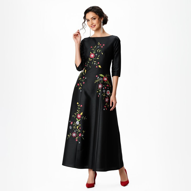 PicjamDownload-2025-09-22T220023.793 Black Embroidered A-Line Gown - Image 1