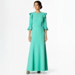 Aqua Ruffle Sleeve Maxi Dress - Image 2
