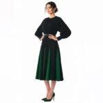 Contrast Pleated Midi Dress - Image 2