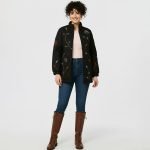 Black Quilted Floral Jacket - Image 2