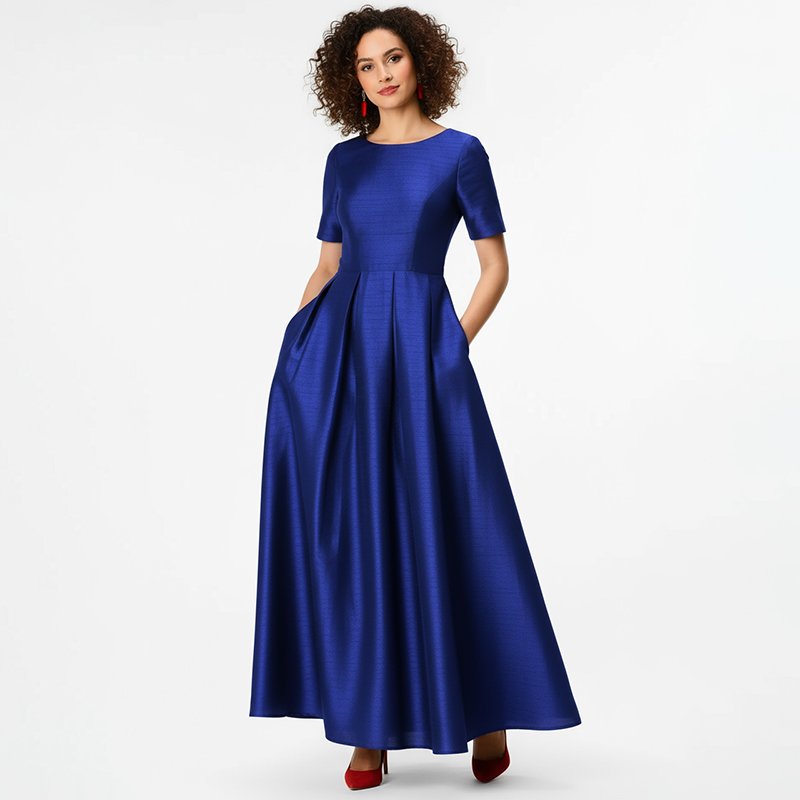 PicjamDownload-53 Royal Blue Satin Evening Dress - Image 1
