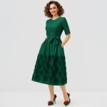 Green Rosette Midi Dress