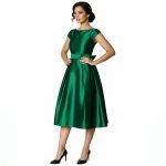 Emerald Satin Midi Dress