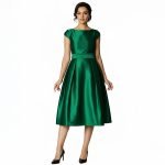 Emerald Satin Midi Dress - Image 2