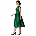 Emerald Satin Midi Dress - Image 3