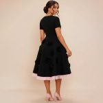 Floral Appliqué Black Midi Dress - Image 7