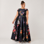 Black Floral Print Evening Maxi Dress - Image 6