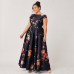 Black Floral Print Evening Maxi Dress - Image 4