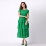 Majerie Green Lace Midi Dress - Image 2