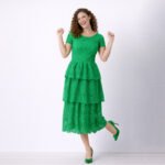 Majerie Green Lace Midi Dress