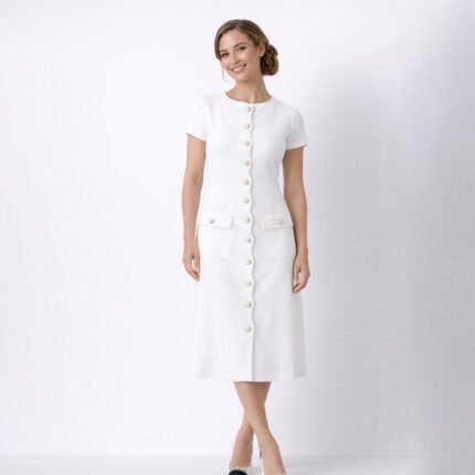 Mareila White Midi Dress