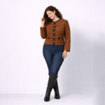 Brown Striped Button-Front Knit Jacket