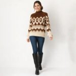 Brown Geometric Knit Sweater