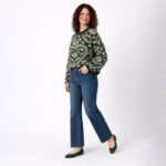 Forest Green Floral Knit Sweater - Image 4