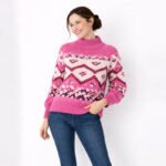 Cozy Multicolor Pattern Knit Sweater - Image 2