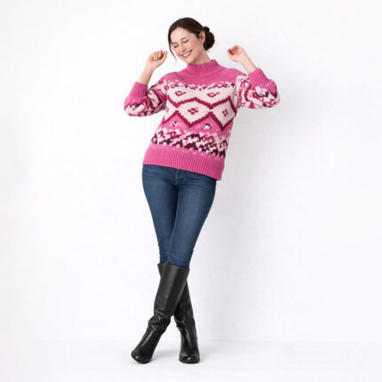 Cozy Multicolor Pattern Knit Sweater