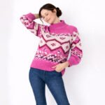 Cozy Multicolor Pattern Knit Sweater - Image 3