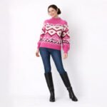 Cozy Multicolor Pattern Knit Sweater - Image 7