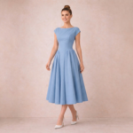 Azure Elegance Pleated Midi Dress - Image 6