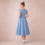 Azure Elegance Pleated Midi Dress - Image 5