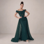 Elegant in Emerald Green Gown - Image 2