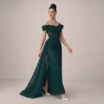 Elegant in Emerald Green Gown - Image 3