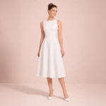 Adela White Midi Dress