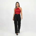 Black Rhinestone Cargo Pants