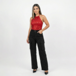 Black Rhinestone Cargo Pants - Image 2