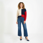 Blue Cropped Wide Leg Denim Jeans