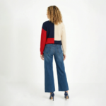 Blue Cropped Wide Leg Denim Jeans - Image 3