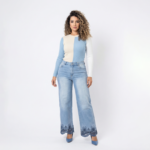 Blue Lace Hem Denim Jeans