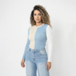 Blue Lace Hem Denim Jeans - Image 2