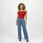 Blue Rhinestone Denim Jeans