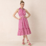 Candy Stripe Belted Midi Dress - Image 4